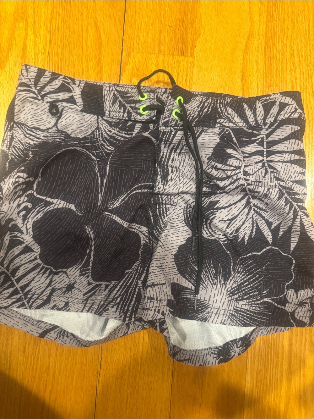 Sundek Gray and Black Floral Swim Trunks